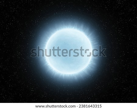 White dwarf isolated. Remnant of an exploded star in space. Compressed massive core of the sun. Royalty-Free Stock Photo #2381643315