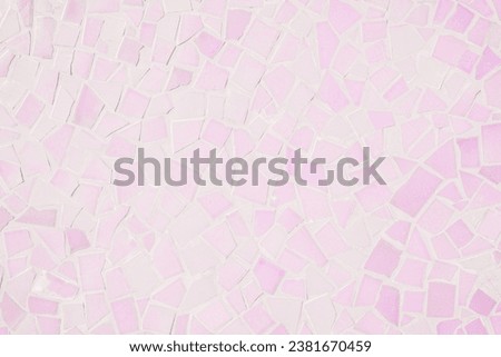 Broken tiles mosaic seamless geometric pattern. Pink the tile wall high resolution real photo or brick seamless, texture interior modern background. Abstract geometric ornament repeat design.