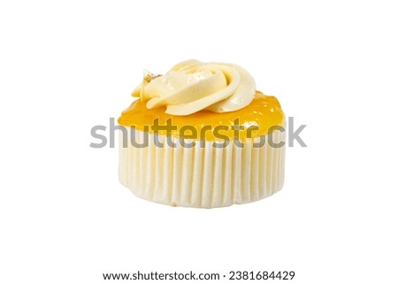 cupcake with cream isolated on white background. Clipping Path