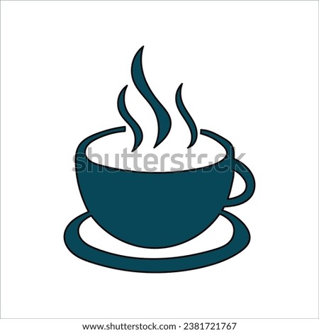 A hand-drawn cartoon coffee cup icon isolated on a white background. Flat design. Vector illustration.