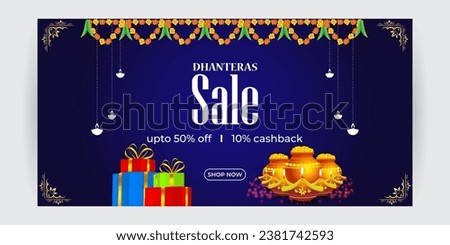 Vector illustration of Happy Dhanteras Sale social media feed template