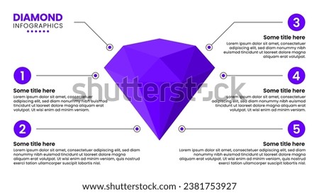 Infographic template with 5 options or steps. Diamond. Can be used for workflow layout, diagram, banner, webdesign. Vector illustration