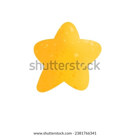 Painted hand drawn yellow star.  illustration