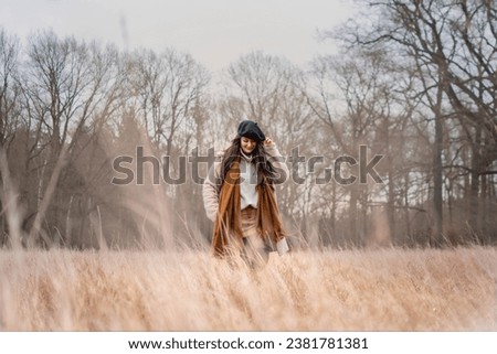 woman outdoors, nature, winter, fall, season, wind, cold