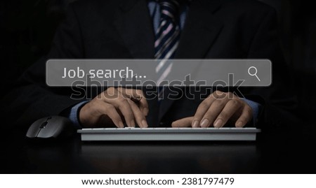 Job search find data online internet website. Business recruit resource human employee with computer technology concept.