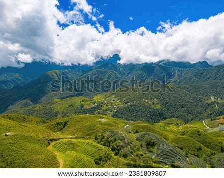 O Quy Ho pass in the north of Vietnam. View panoramic photos of the majestic beauty of O Quy Ho pass. Beautiful scenery of the mountain road Sapa, Lao Cai, Vietnam. Travel Concept