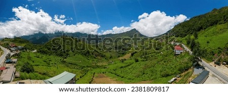 O Quy Ho pass in the north of Vietnam. View panoramic photos of the majestic beauty of O Quy Ho pass. Beautiful scenery of the mountain road Sapa, Lao Cai, Vietnam. Travel Concept