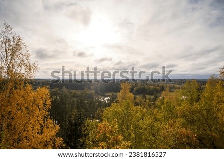 Nature of Estonia, colorful autumn deciduous forest, above view