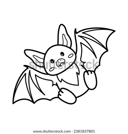 Bat. Coloring page, coloring book page. Black and white vector illustration.