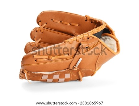 One leather baseball glove isolated on white Royalty-Free Stock Photo #2381865967