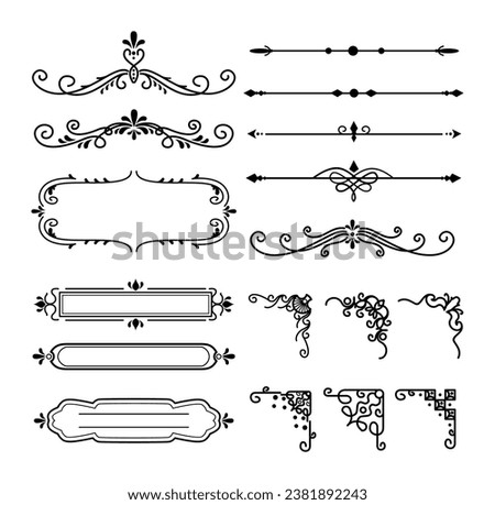 Calligraphic ornamental element set collection	