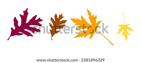 Autumn maple leaves, orange fall leaf, thanksgiving or halloween design elements in orange red and yellow autumn colors, seasonal clip art or design elements for border or background illustrations