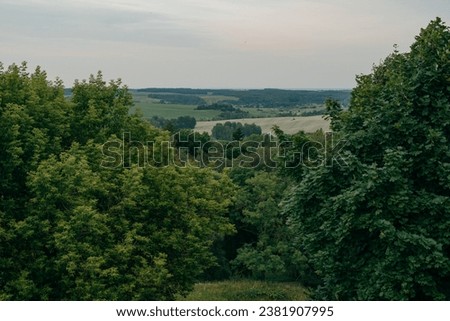 view from the mountain to the fields. High quality photo
