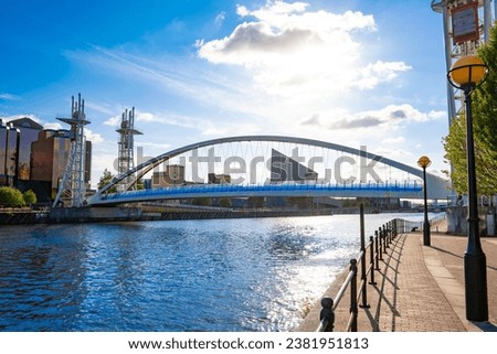 Immerse yourself in the rich tapestry of Manchester, UK, where history and modernity converge in a vibrant urban landscape Royalty-Free Stock Photo #2381951813