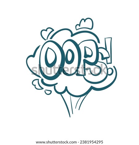 oops comic pop cloud text emotional speech sound vector hand drawn doodle 