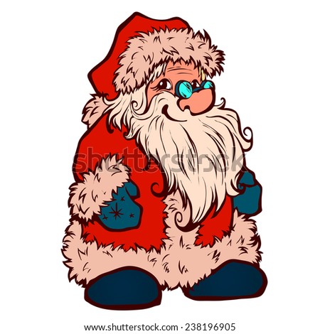 Vector sketch of Santa Claus. Christmas illustration