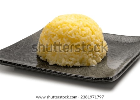 Saffron rice plated on white background
 Royalty-Free Stock Photo #2381971797