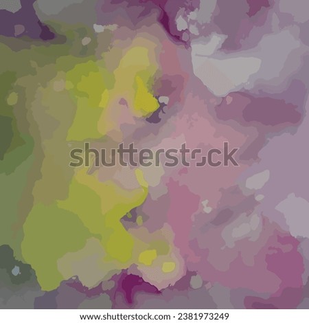 Grunge electrifying watercolor background in light lime and rose smoke color