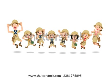 Children's expedition team and leading adults Royalty-Free Stock Photo #2381975895