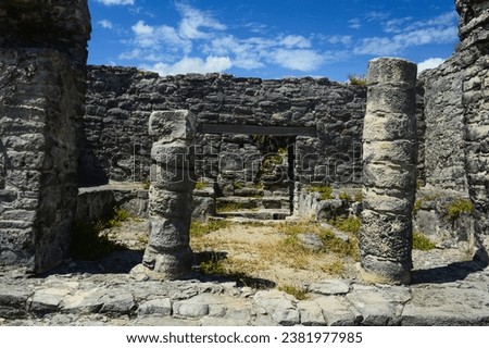 Equinox Architecture, Mayan Ruins in Tulum National Park, Quintana Roo, Yucatan, Mexico Royalty-Free Stock Photo #2381977985