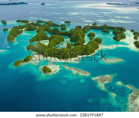 Seventy Islands in the Rock Islands, Palau Aerial Photography  Royalty-Free Stock Photo #2381991887