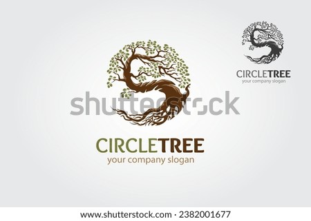 Circle Tree Vector Logo Template. Circle tree silhouette of a tree, vector logo illustration.  Royalty-Free Stock Photo #2382001677