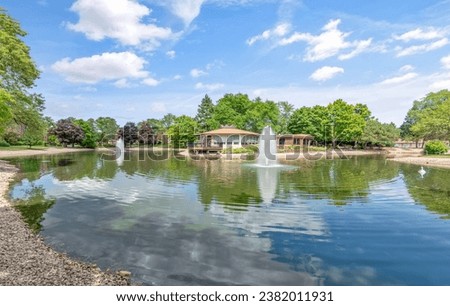 Arlington Heights, Illinois, United States of America - July 13th 2020:  Arlington Heights Illinois Mallard Cove Condos Drone Photography Royalty-Free Stock Photo #2382011931
