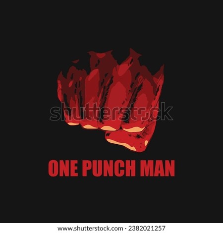 One punch man. Red rough grungy fist. Vector illustration for tshirt, website, print, clip art, poster and print on demand merchandise.