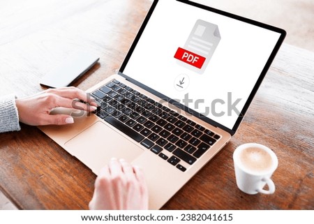 PDF file icon on laptop computer Royalty-Free Stock Photo #2382041615