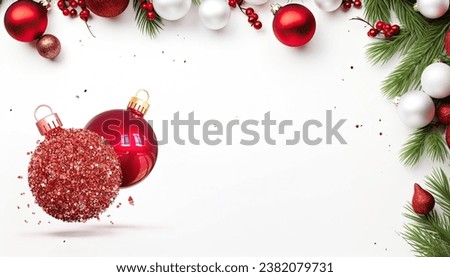 Merry Christmas ornament plant gift plain background border arrangement AI Generated