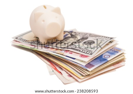 Piggy bank on money 