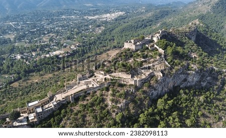 drone photo Xativa castle, Castell de Xàtiva valencia Spain Europe