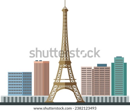 Colorful cityscape skyline panorama of PARIS, FRANCE containing various city architectural symbols and buildings