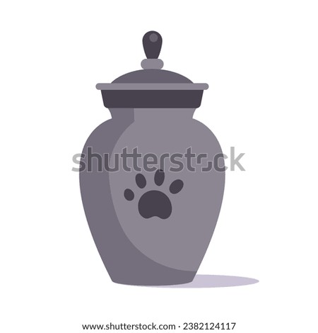 Urn with the ashes cartoon vector illustration. Urn with the ashes of domestic animal Royalty-Free Stock Photo #2382124117