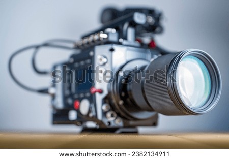 Professional high speed cinema camera wit lens