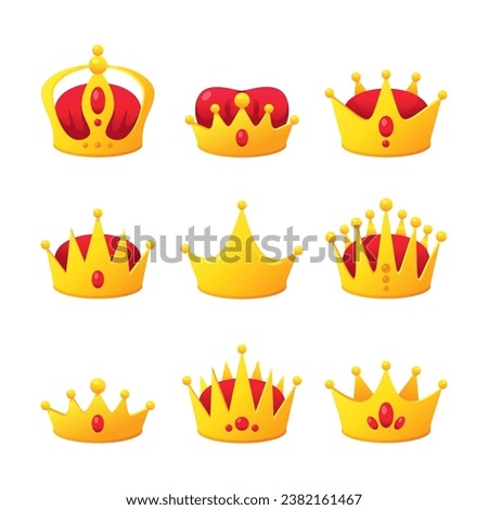 Crown vector on white background, set of king and queen crown simple vector