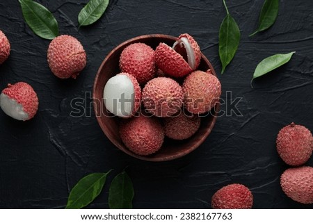 Lychee, concept of fresh and ripe exotic food Royalty-Free Stock Photo #2382167763