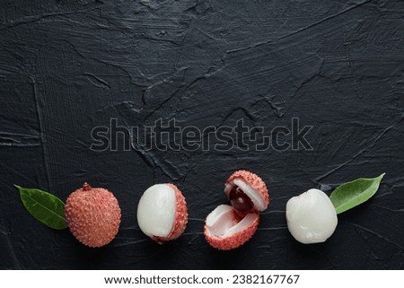 Lychee, concept of fresh and ripe exotic food Royalty-Free Stock Photo #2382167767