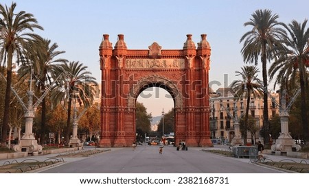 drone photo Arch of triumph, Arco del Triunfo Barcelona Spain Europe
