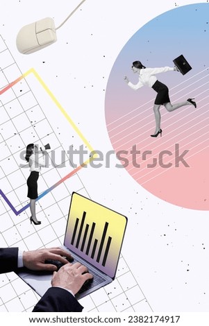 3d creative artwork template collage of purposeful team creating start up modern device together isolated painting background