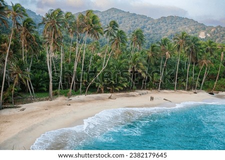 Tayrona, is a stunning natural preserve located on the Caribbean coast of Colombia. The park is renowned for its pristine beaches, lush tropical rainforests, and diverse ecosystems. Royalty-Free Stock Photo #2382179645
