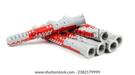 Plastic dowels on a white background