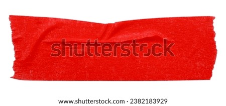 red crumpled torn tape isolated on white background.