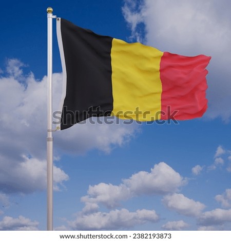 Waving Flag of Belgium With Sky Background