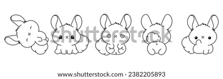 Collection of Vector Cartoon Chinchilla Coloring Page. Set of Kawaii Isolated Pet Outline for Stickers, Baby Shower, Coloring Book, Prints for Clothes. 