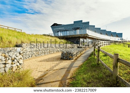 This spectacular 2018 venue is open all year round. A purpose built and accessible marine observatory, it includes local area exhibitions, an art space, café, public toilets and cafe. Royalty-Free Stock Photo #2382217009