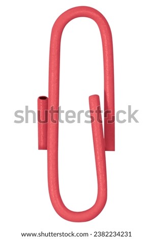 Red paper clip on a blank background.