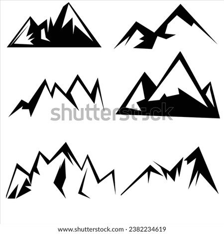 Design a illustrator vector of Mountain Silhouette Clip-art set.