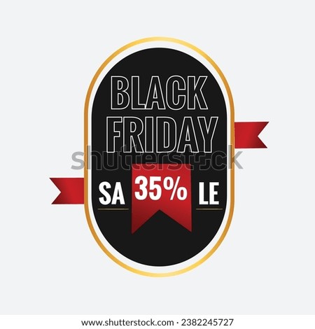 Black Friday Sale Ribbon Design with Gradient Colors 