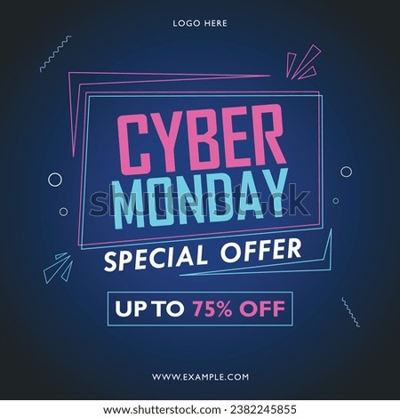 neon cyber monday banner flyer shopping ads sale social media template layout vector design Royalty-Free Stock Photo #2382245855